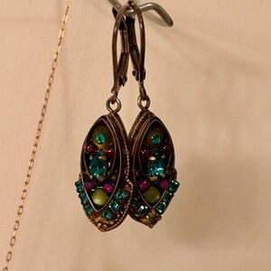 Vibrant Teal and Purple Drop Earrings